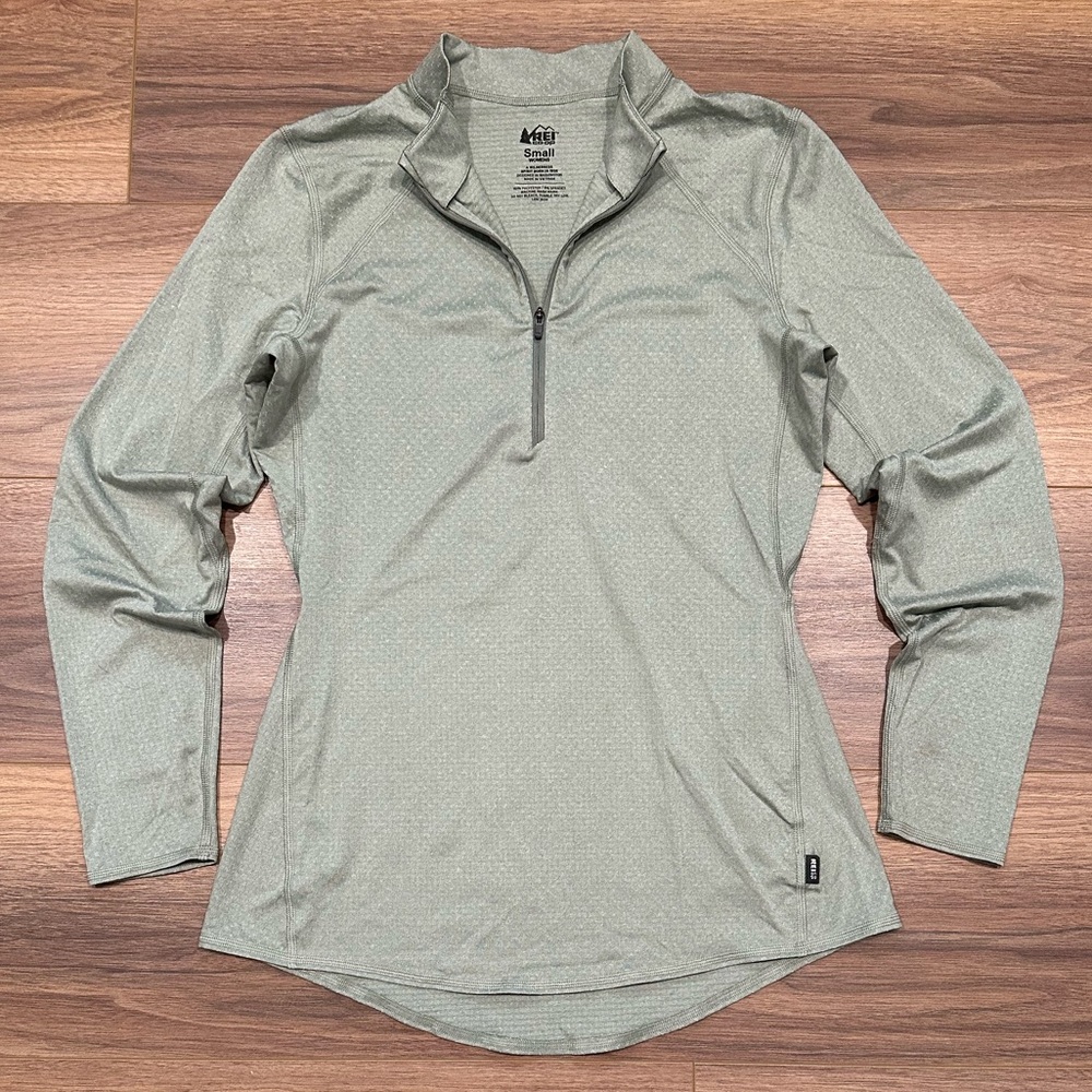 REI Midweight Base Layer Half-Zip Top in Green Size Small